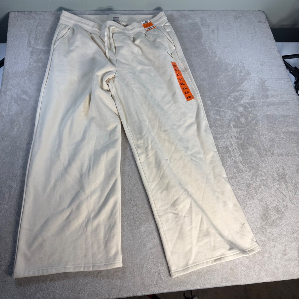 Puma Fleece Straight Leg Pants Women XXL Tan Cotton Blend Sweatpants Loungewear
